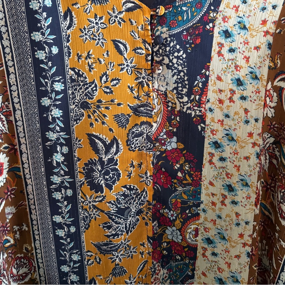 Dressbarn Multicolor Floral Patchwork Blouse - image 3